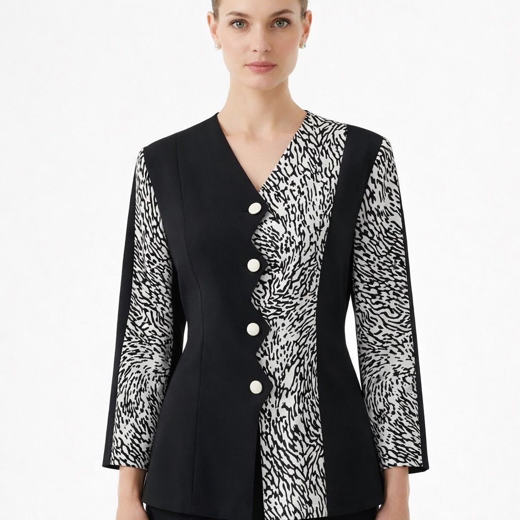 80s blazer black and white vintage blazer size zebra print