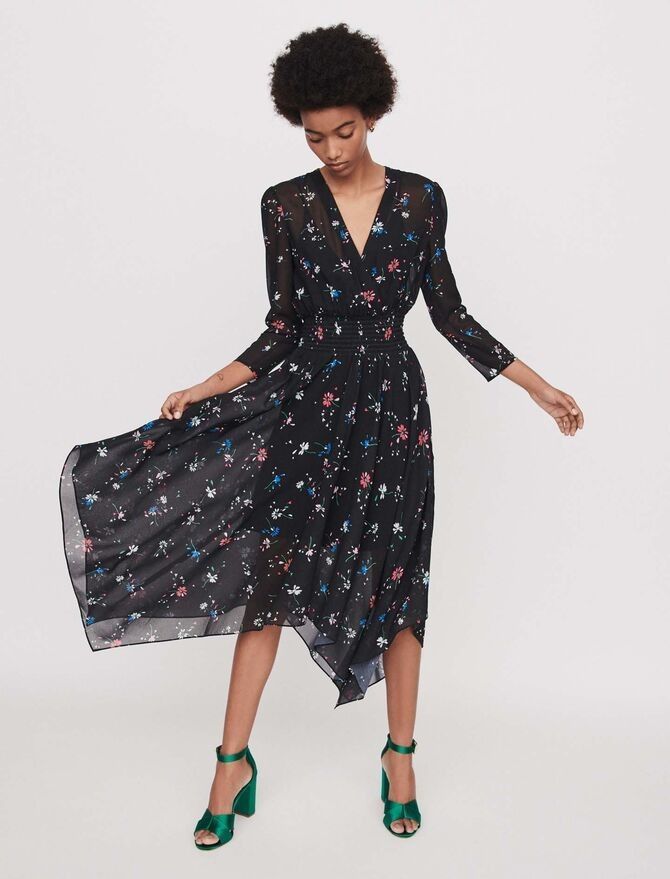 Maje MAJE Rayman Dress Women's 3/4 Sleeve Floral Print Size 3/L Size L / US 10 / IT 46 - 2 Thumbnail