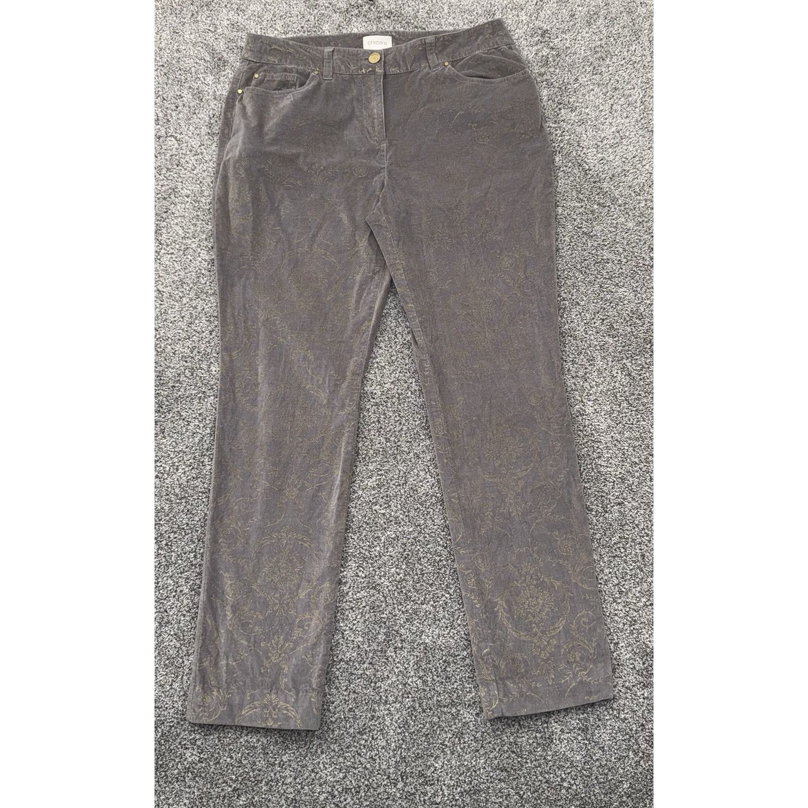 Chicos Chicos Pants Women 0 Whimsigoth Velvet Baroque Embellished Size 25" / US 0 / IT 36 - 1 Thumbnail