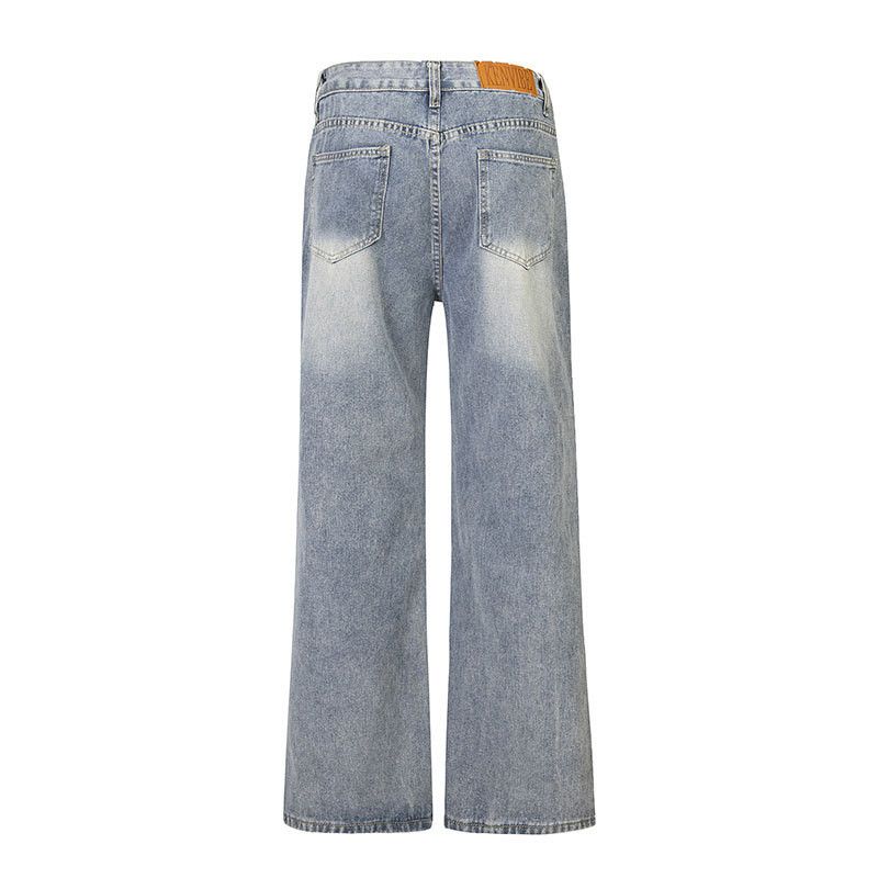 Jean Men's high street style loose straight leg ripped jeans Size US 32 / EU 48 - 2 Thumbnail