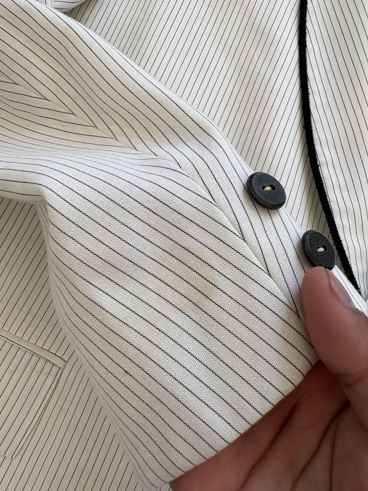 After Six After Six Vintage 40s Pinstripe White Dinner Jacket Tux 43R Size 42R - 9 Thumbnail