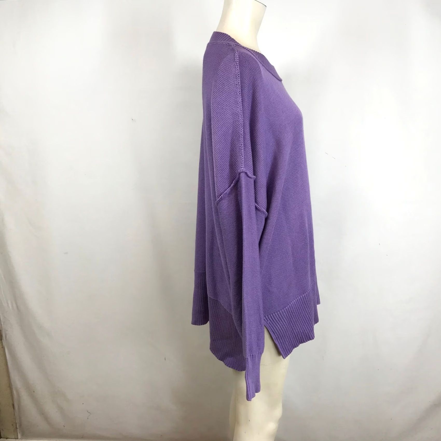 Vintage Wishlist Purple Knit Sweater Womens Size L Oversized Crew Neck Exposed Seams Size L / US 10 / IT 46 - 4 Thumbnail