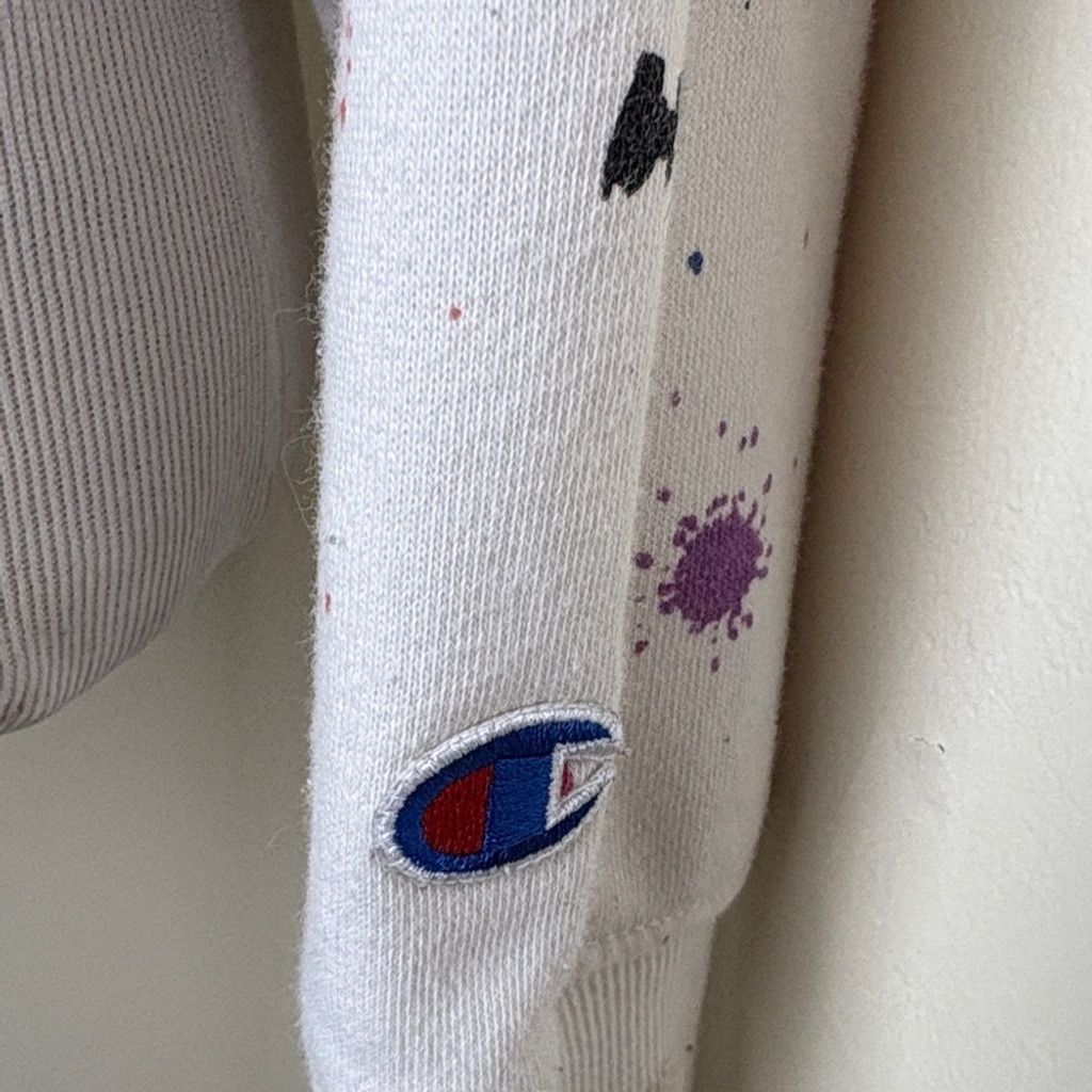 Champion Champion White Cropped Sweatshirt Multi Splatters XS Vintage Size XS / US 0-2 / IT 36-38 - 4 Thumbnail