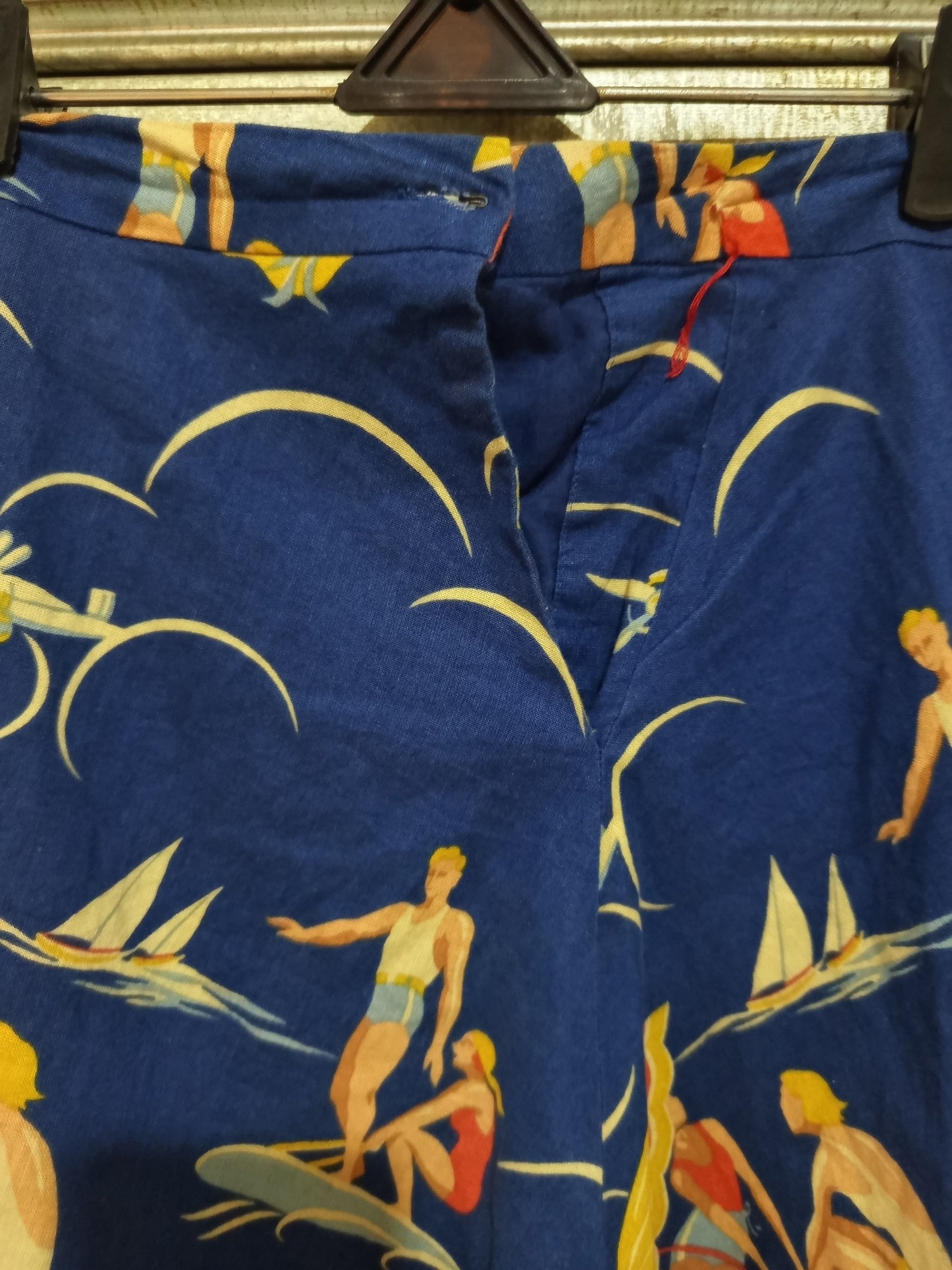 Ralph Lauren Ralph Lauren Nautical Beach Print Skirt Blue Cotton Linen Size 34" / US 12 / IT 48 - 8 Thumbnail