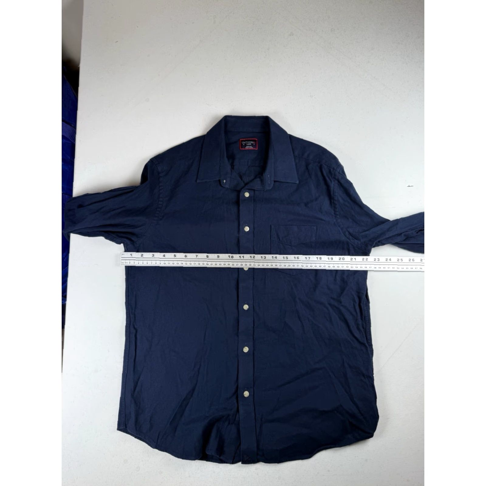 UNTUCKit UNTUCKit Men’s Large Button Down Long Sleeve Shirt Navy Blue Size US L / EU 52-54 / 3 - 3 Thumbnail