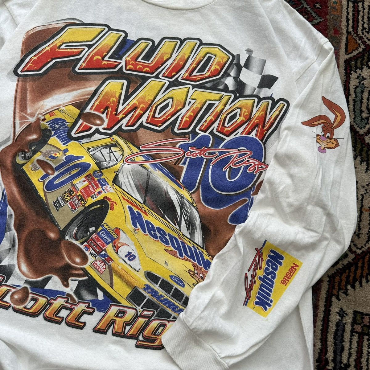 Vintage 90s NASCAR Nesquik Scott Riggs Racing Long Sleeve T-Shirt Size US XL / EU 56 / 4 - 6 Thumbnail