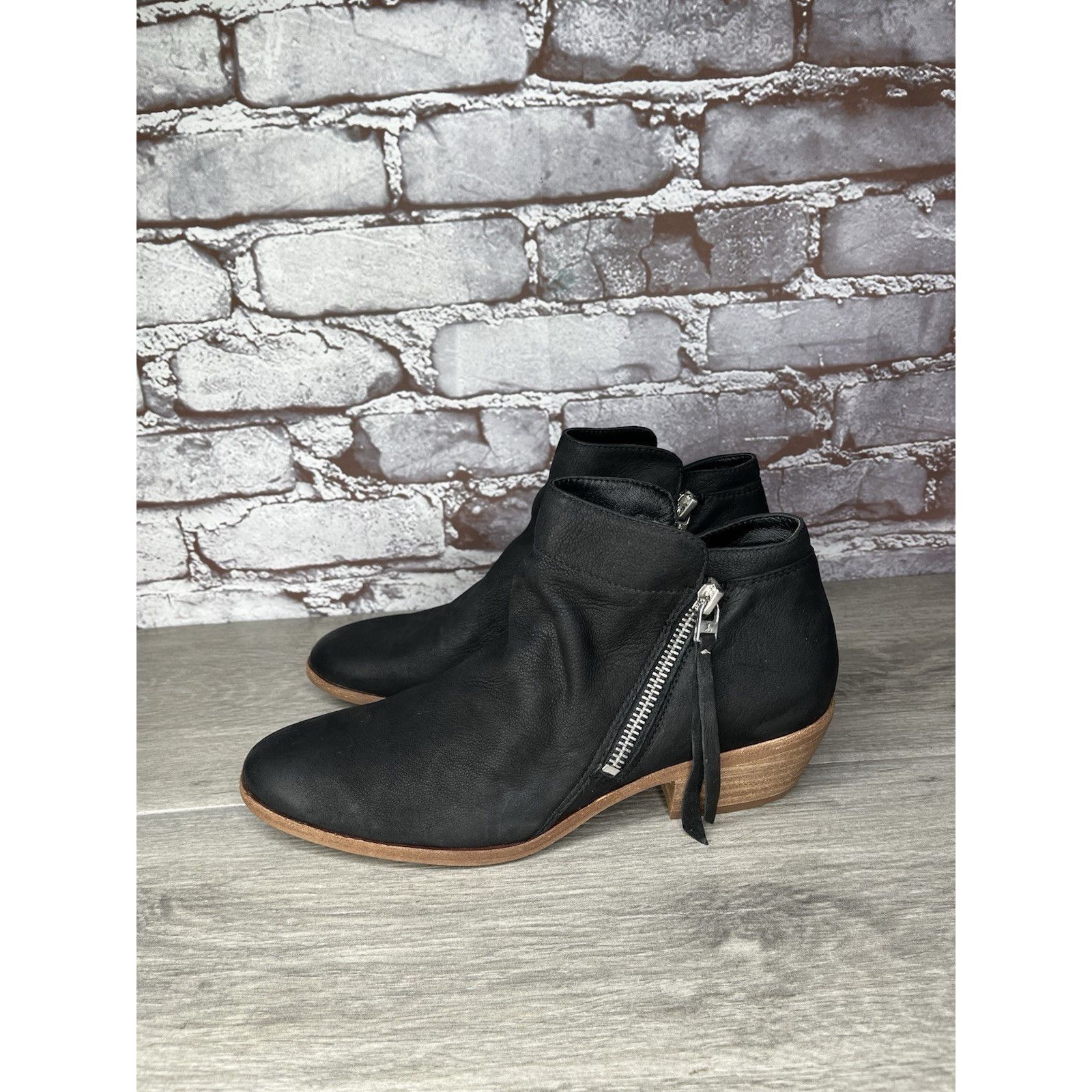 Sam Edelman SAM EDELMAN Packer Black Nubuck Leather Zip Ankle Boots Wome Size US 7.5 / IT 37.5 - 1 Thumbnail