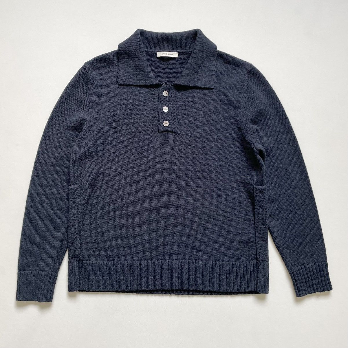 Pre-owned Craig Green Sample Textured Knit Polo Sweater In Blue