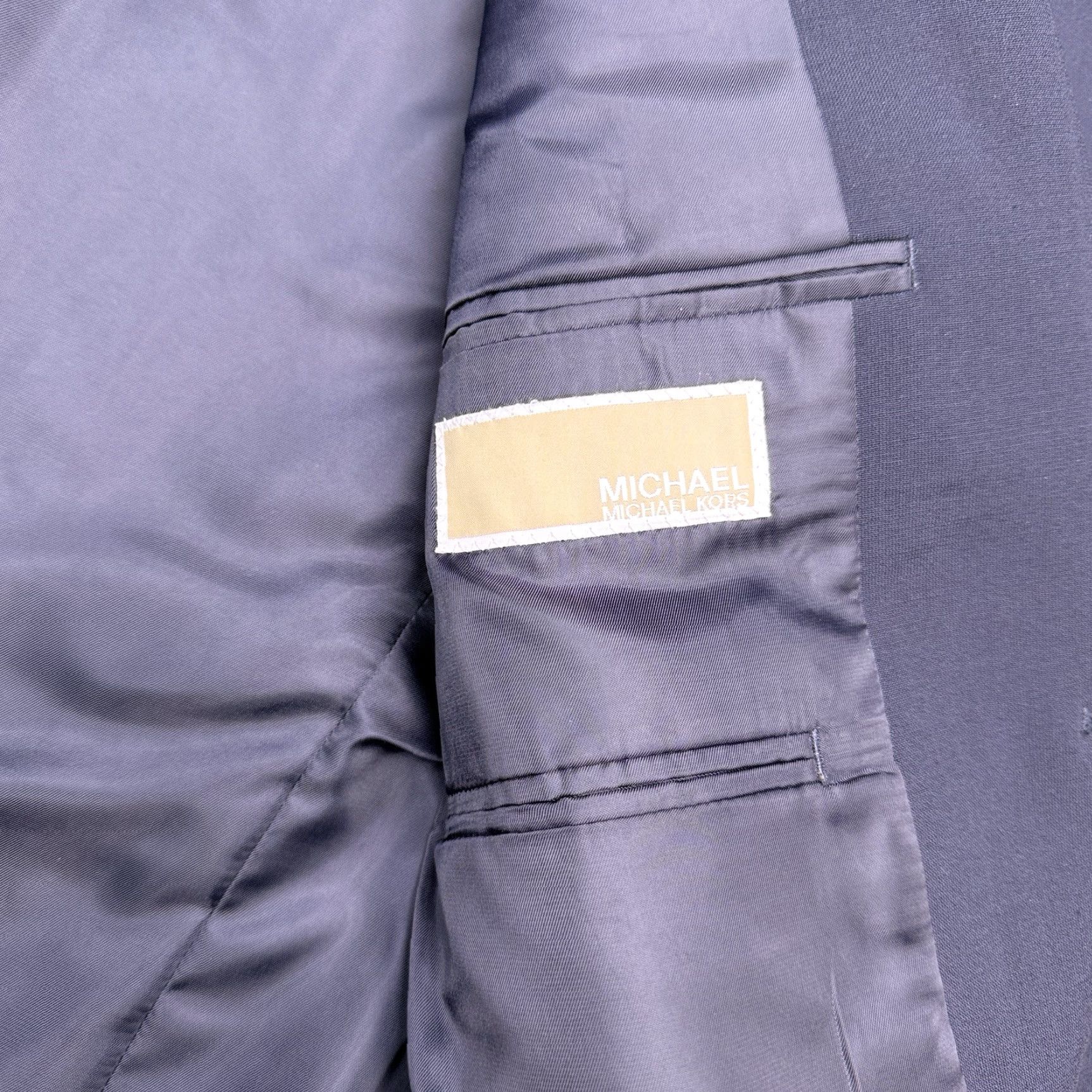 Michael Kors Michael Kors Sport Coat Blazer 38R Navy Blue Wool Stretch Four-Button Notch Lapel Single-Breasted Regular Mens Blazer Jacket Coat Size 38R - 4 Thumbnail