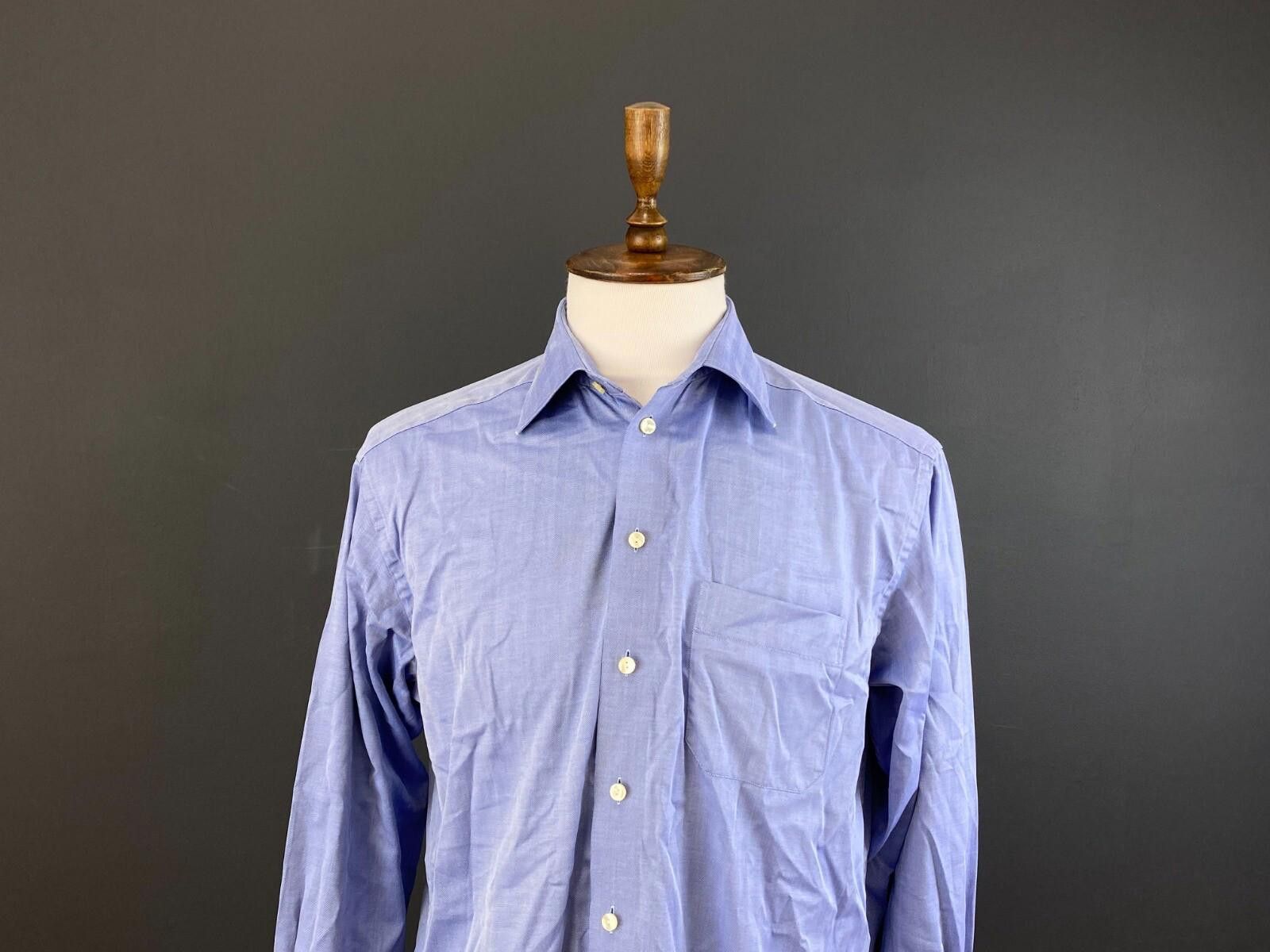 Eton ETON Classic Fit Blue Button Down Dress Shirt Size 41 / 16 Size US M / EU 48-50 / 2 - 2 Thumbnail