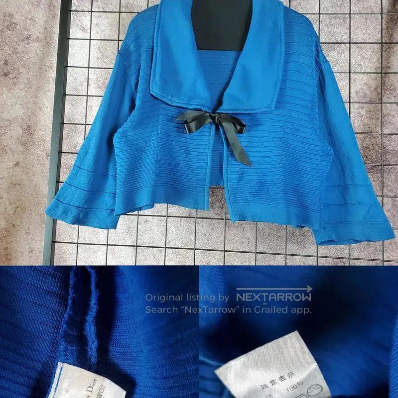 Dior Dior Blue Cotton Striped Cropped Cardigan . Size M / US 6-8 / IT 42-44 - 2 Thumbnail