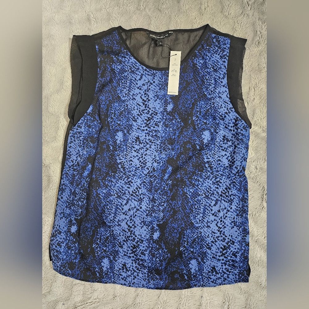 Walter Steiger NEW W118 Walter Baker Snake Print Blue Blouse Small Size S / US 4 / IT 40 - 2 Thumbnail
