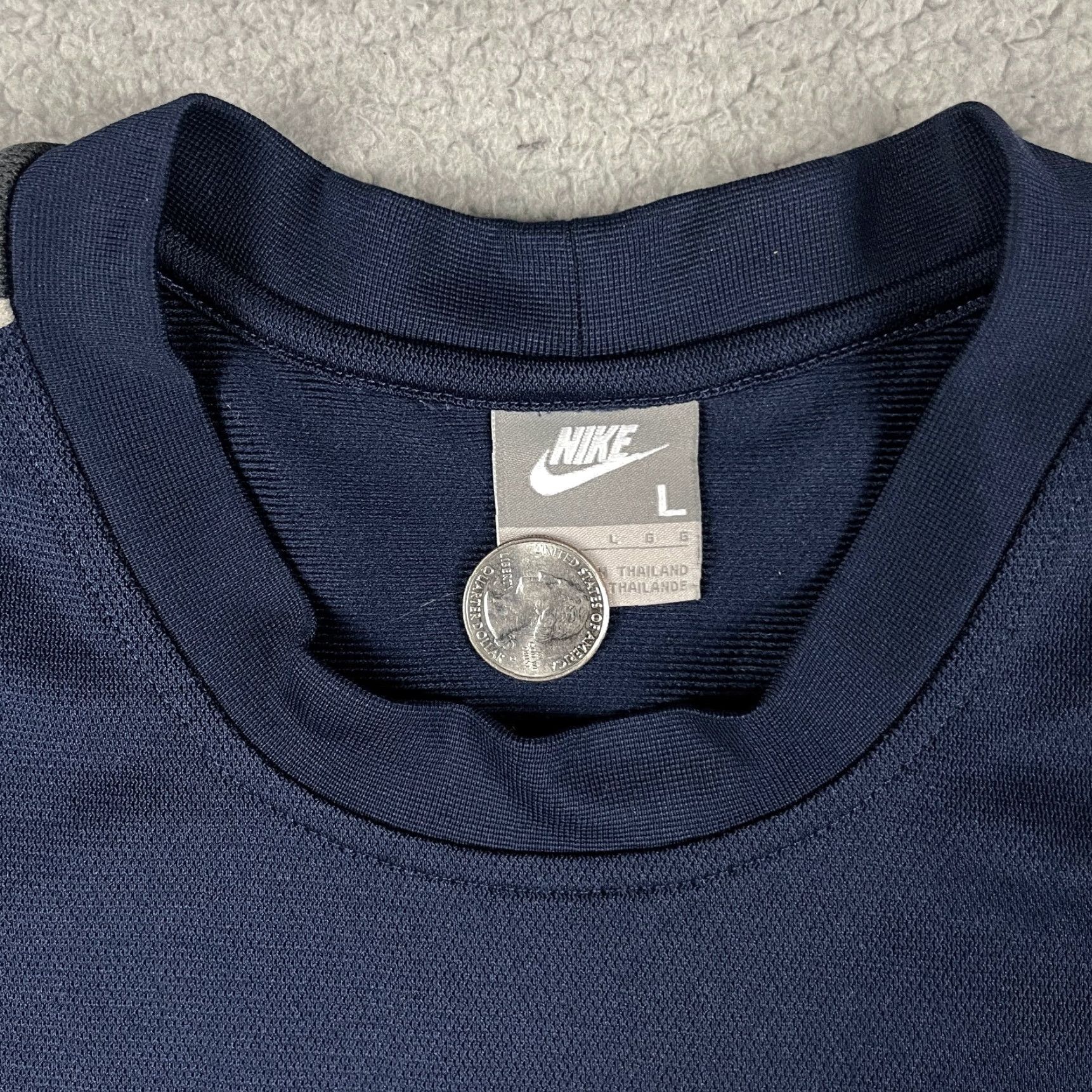 Nike Nike Tshirt Mens Large Jersey Blue Gray Air Adult Nike Tee Swoosh L Retro Shirt Men Short Sleeve Crew Neck Logo Jersey Size US L / EU 52-54 / 3 - 4 Thumbnail