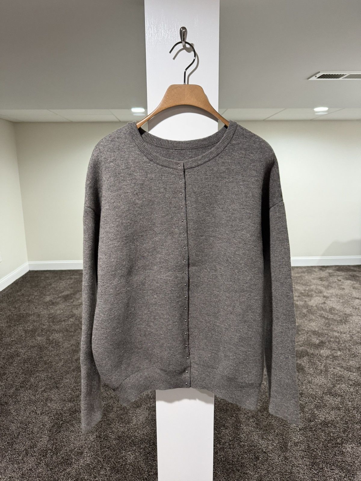 Loewe Loewe Grey Studded Open Back Knit Cardigan Sweater 2024 Size US S / EU 44-46 / 1 - 2 Thumbnail