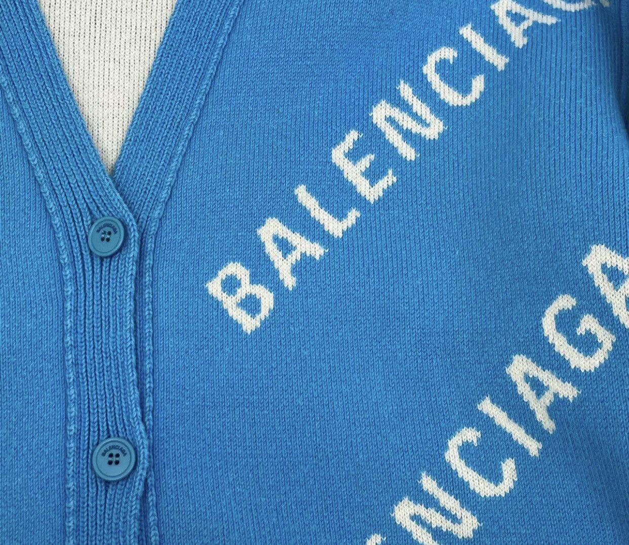Balenciaga Balenciaga sky blue full classic logo knitted cardigan shirt Size US XS / EU 42 / 0 - 8 Thumbnail