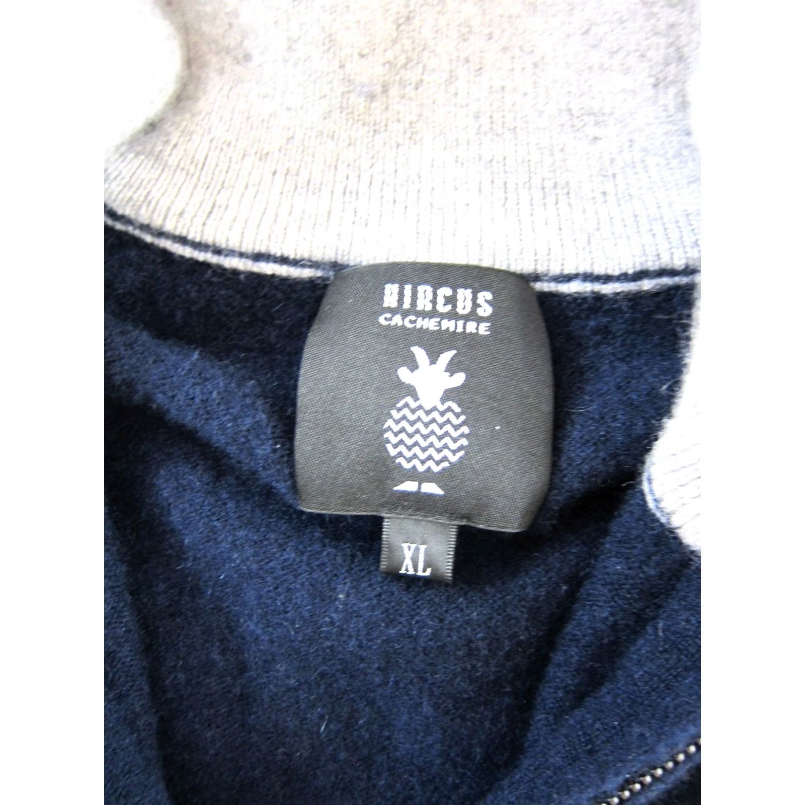 Vintage Hircus Cachemire 100% Cashmere Navy Blue Grey 1/4 Zip Pullover Sweater Men XL Size US XL / EU 56 / 4 - 4 Thumbnail