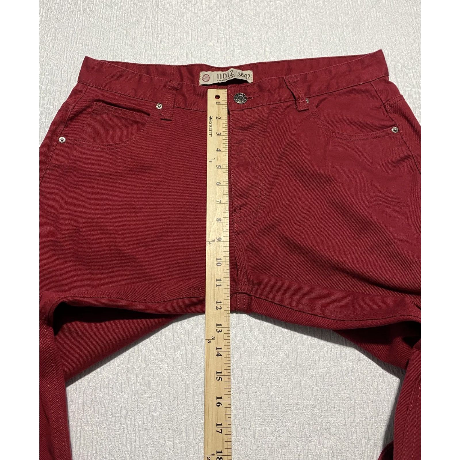 Vintage Noiz Jeans Mens 36x28 Red Straight Leg Premium Cotton Pants Casual Hemmed Size US 36 / EU 52 - 4 Thumbnail