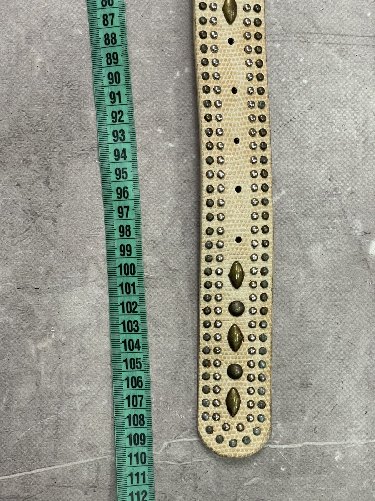 Japanese Brand Rare leather Dior style studded rhinestones punk belt y2k Size ONE SIZE - 9 Thumbnail