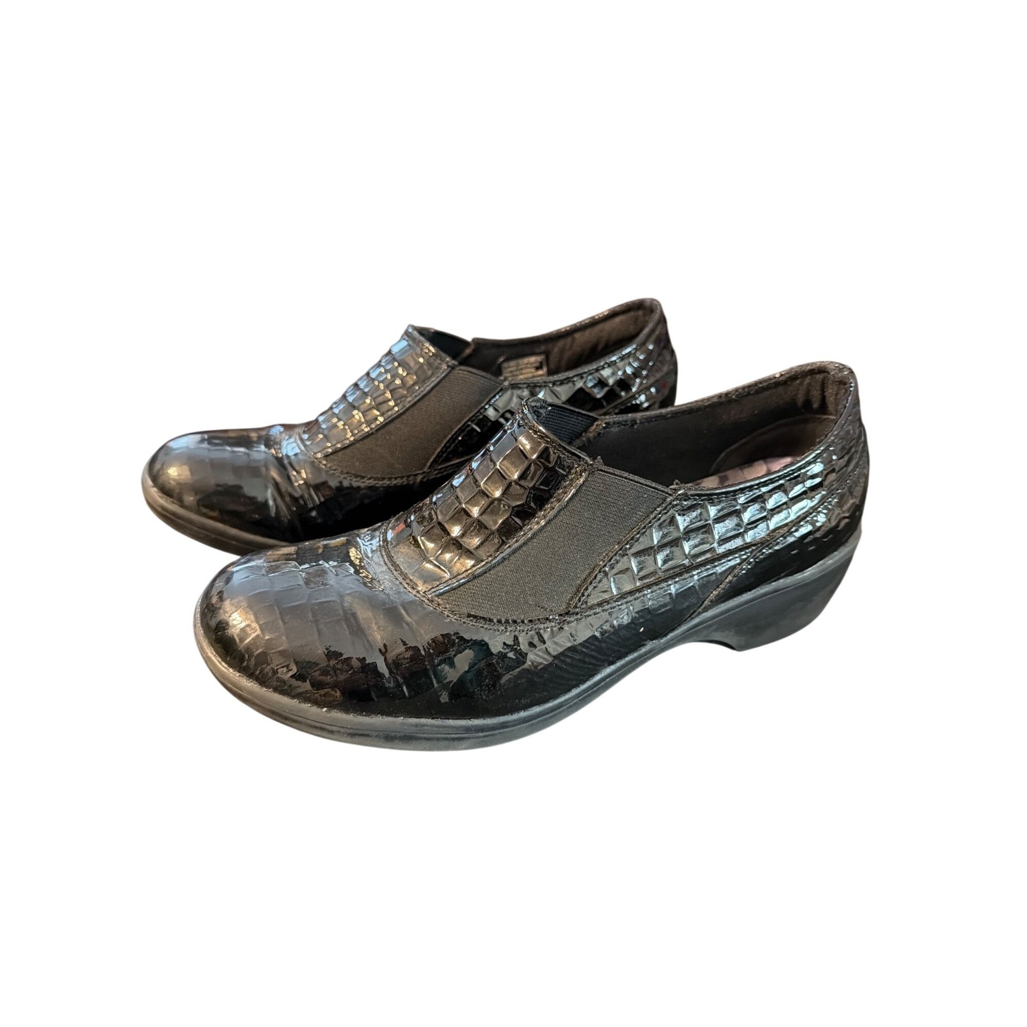 SKECHERS Skechers Black Patent Leather Croc Embossed Slip On Shoes Fl Size US 9 / IT 39 - 1 Thumbnail
