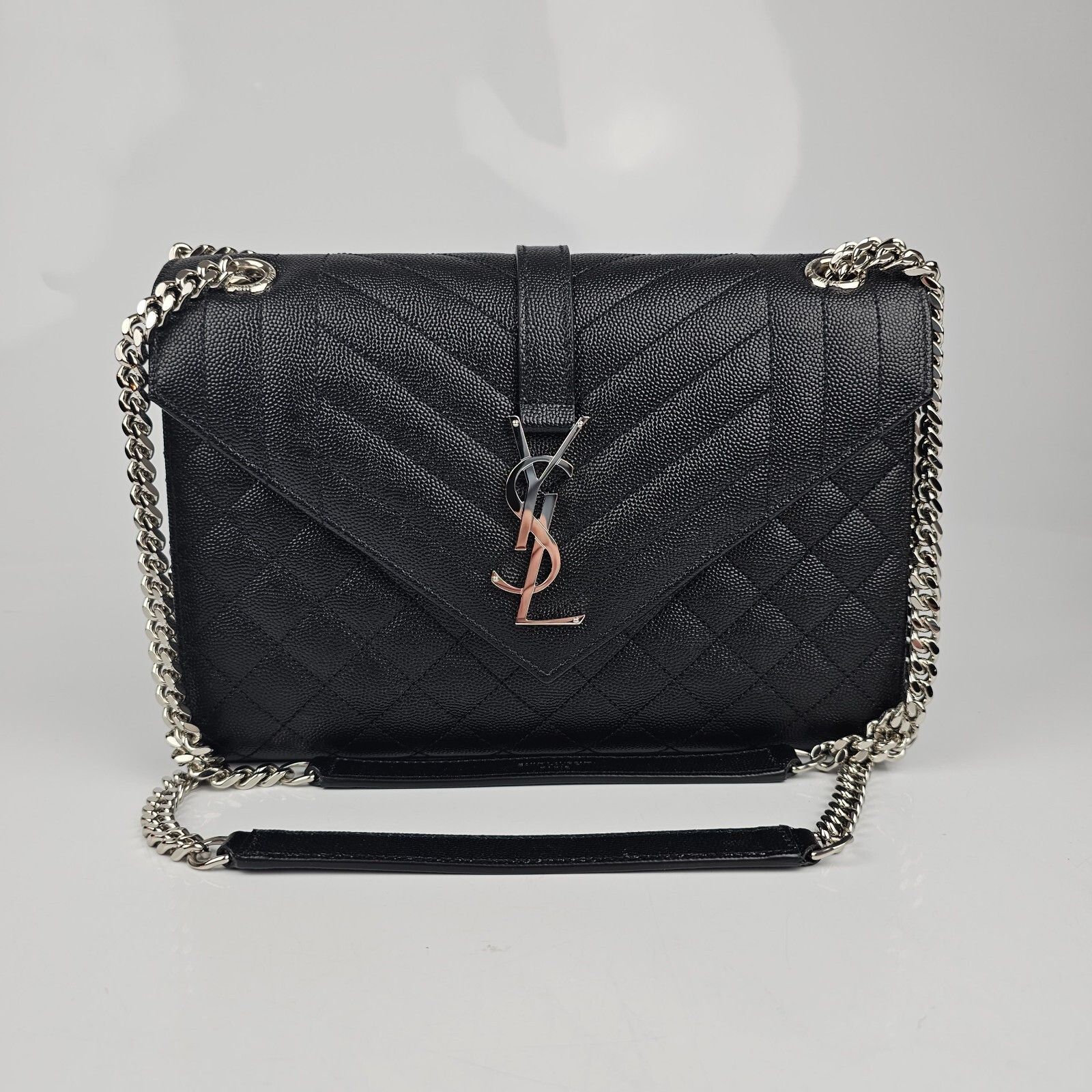 Saint Laurent Paris YSL Medium Envelope Black Leather Shoulder Bag New Size ONE SIZE - 3 Thumbnail