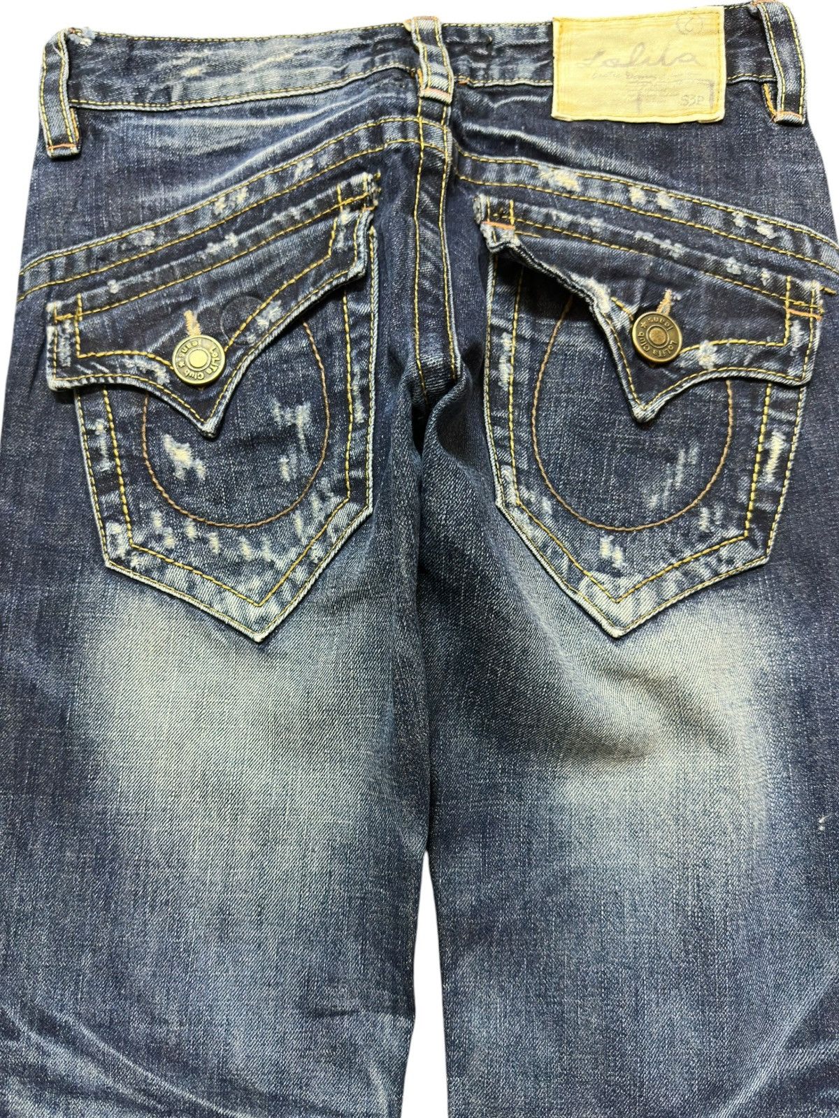 Junya Watanabe Vintage Lolita Flare Faded Whiskers Grunge Distressed Denim Size US 29 - 5 Thumbnail