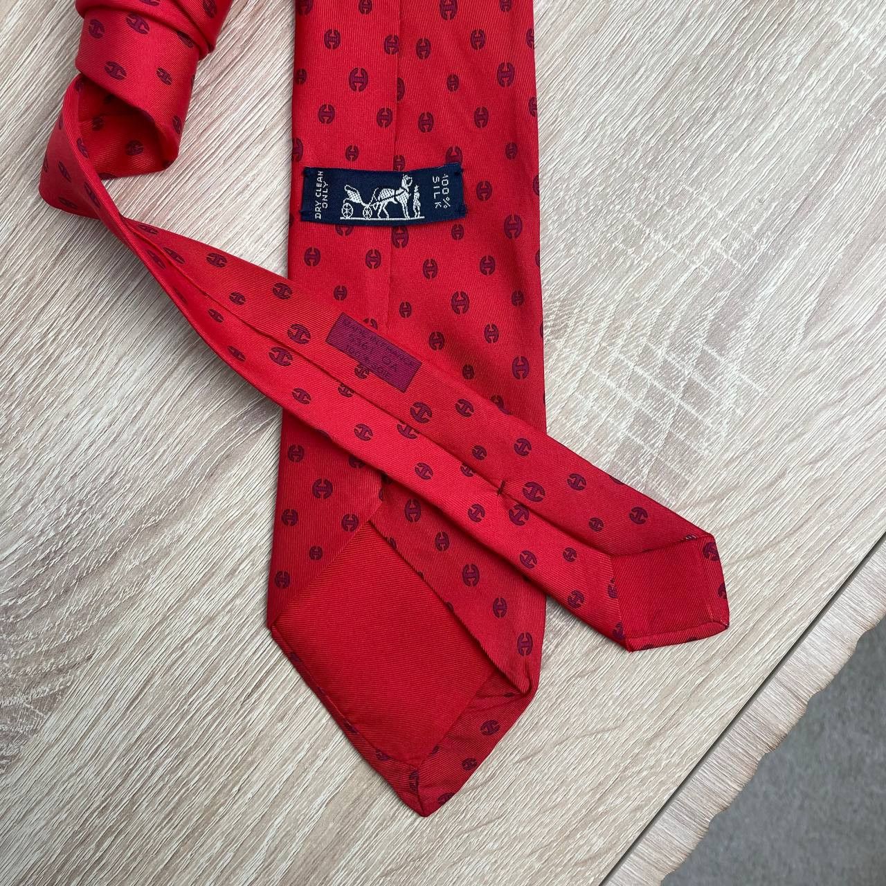 Hermes Hermes Paris Silk Tie 5361 OA Geometry Red Size ONE SIZE - 4 Thumbnail
