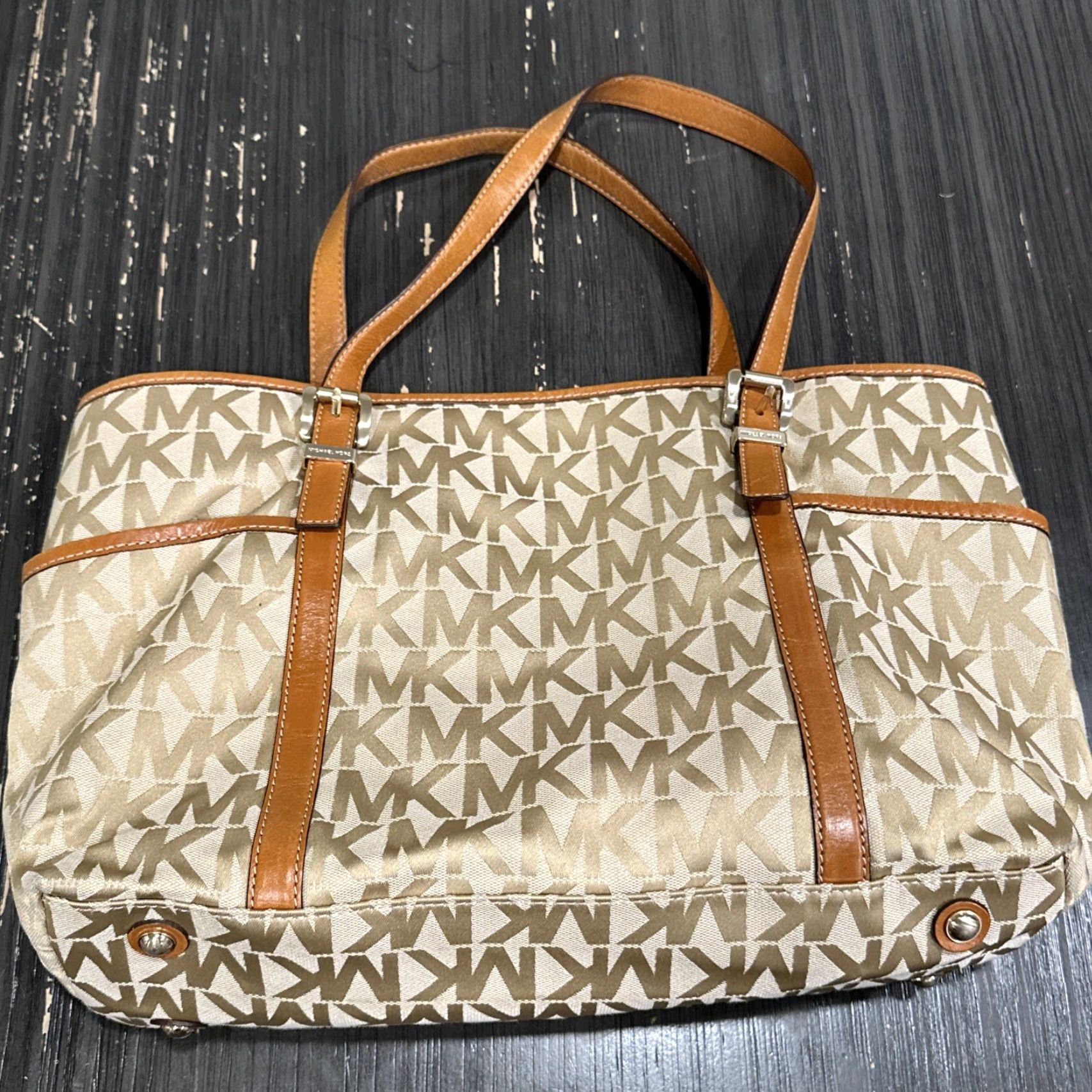 Vintage MICHAEL Michael Kors Gold Tan Large Signature Tote for Women Size ONE SIZE - 7 Thumbnail
