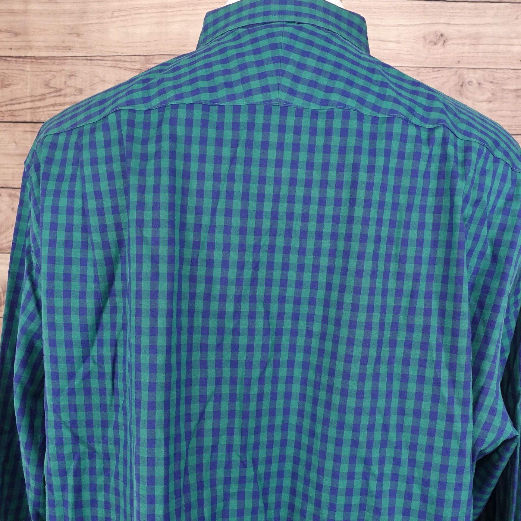 Charles Tyrwhitt CHARLES TYRWHITT NON IRON SLIM FIT GREEN BLUE CHECK BUTTON DOWN SHIRT 2XL Size US XXL / EU 58 / 5 - 7 Thumbnail