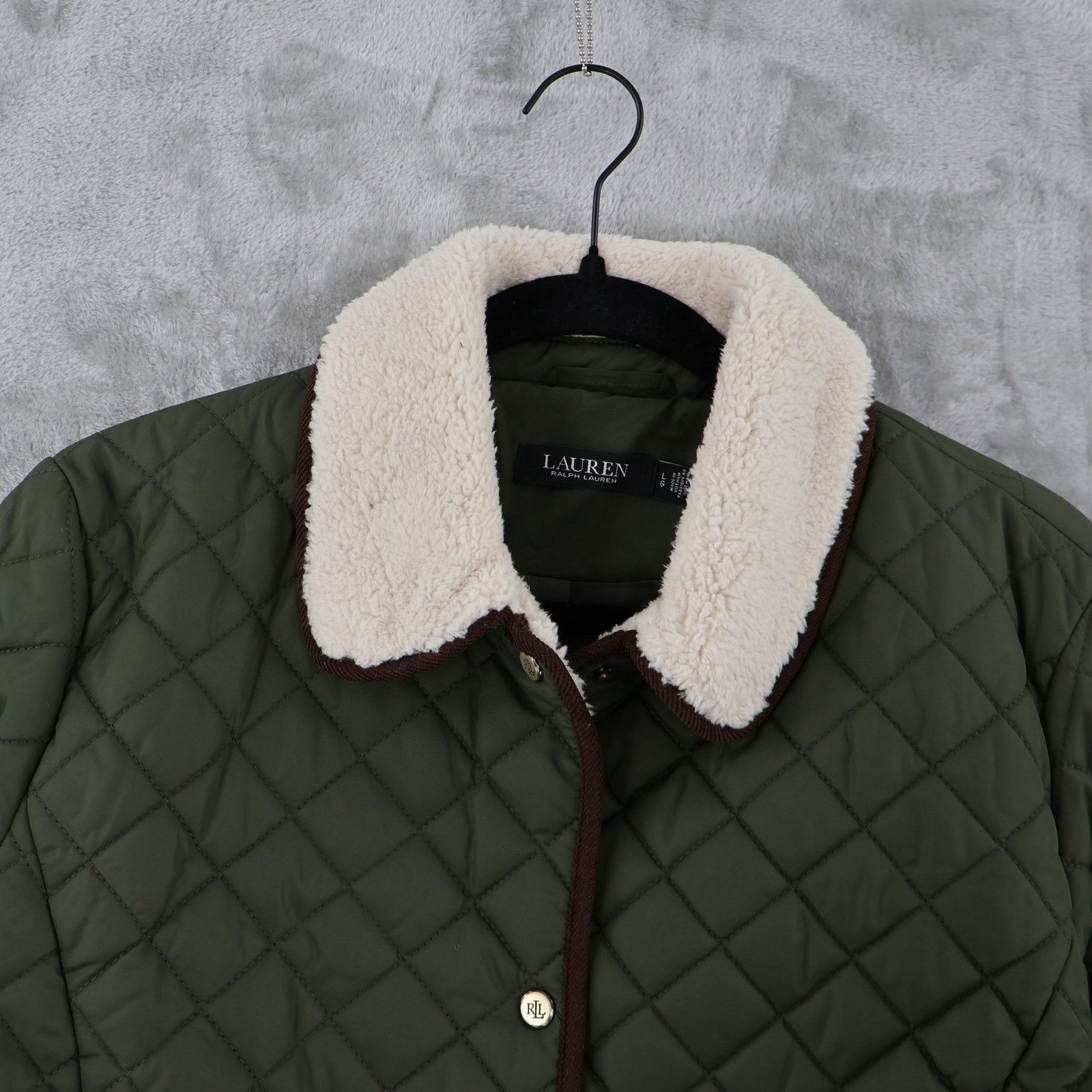 Lauren Ralph Lauren Lauren Ralph Lauren Faux-Sherpa-Collar Quilted Coat Womens L Size L / US 10 / IT 46 - 11 Thumbnail