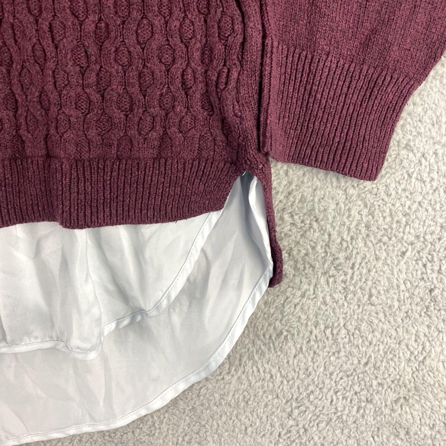 Vintage Simply Vera by Vera Wang Burgundy Pullover Sweater XL Long Sleeve Tie Sleeve Scoop Neck Women Mens? Size XL / US 12-14 / IT 48-50 - 3 Thumbnail