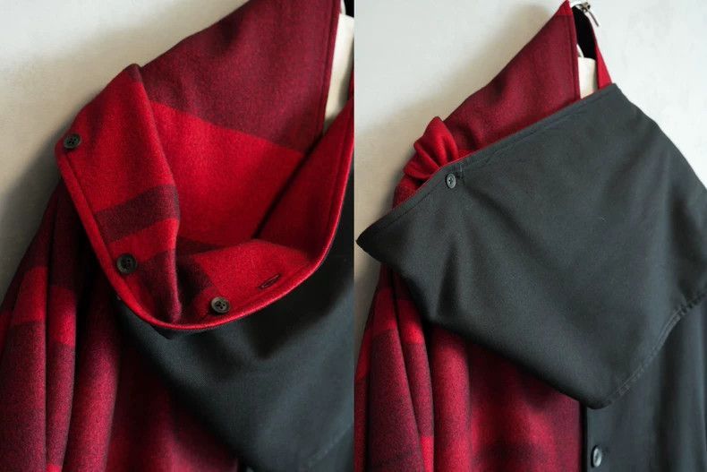 Yohji Yamamoto Yohji Yamamoto 18AW scarf red and black coat-2505 Size US L / EU 52-54 / 3 - 7 Thumbnail