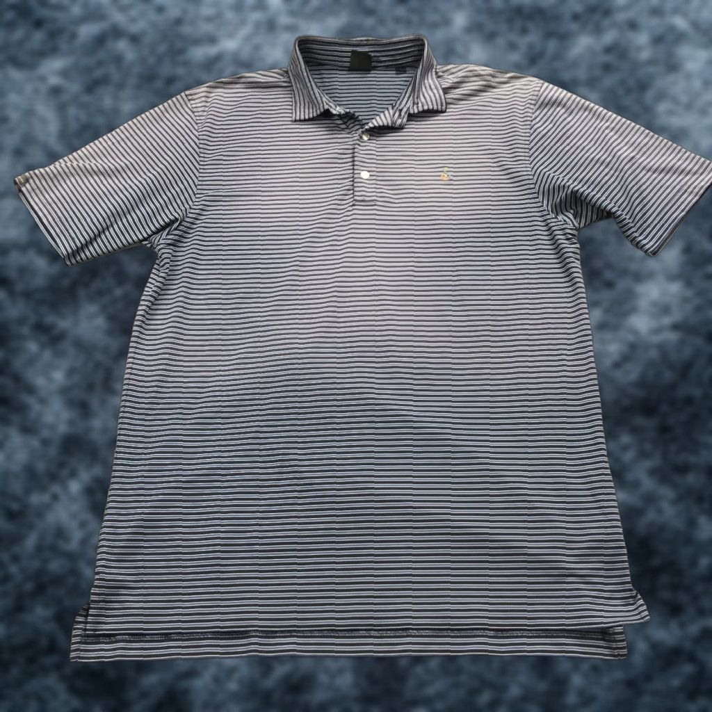 Vintage Dunning Polo Shirt Mens XL Blue Striped Golf Performance Stretch Size US XL / EU 56 / 4 - 1 Thumbnail