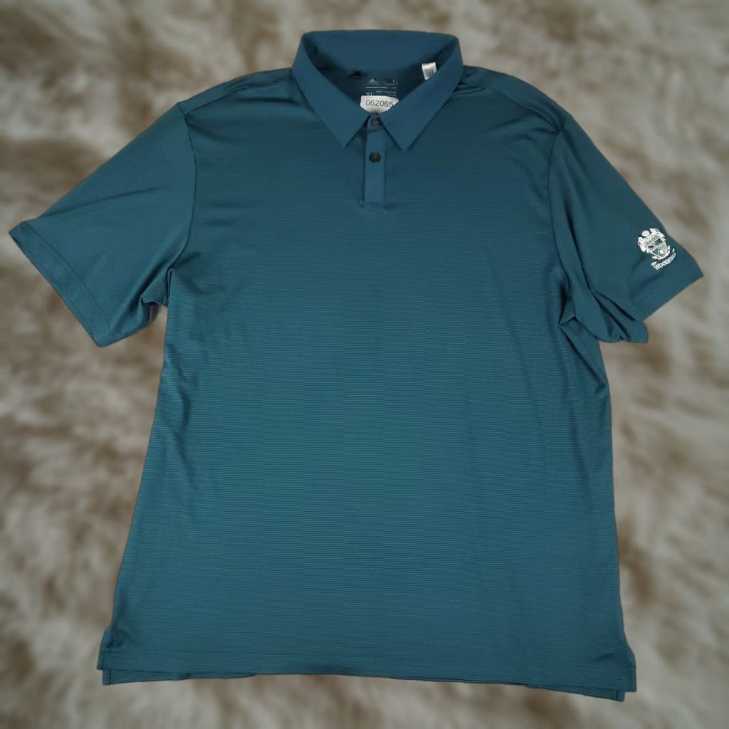 Adidas Adidas Polo Shirt Mens XL Teal Striped Golf Performance Logo Golf Size US XL / EU 56 / 4 - 1 Thumbnail