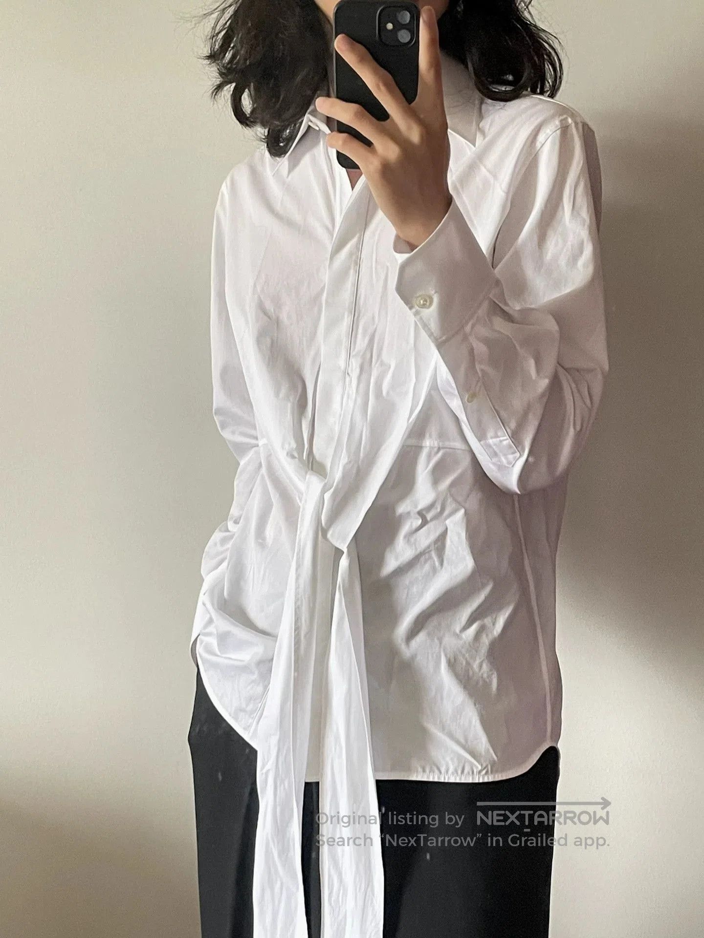Helmut Lang Helmut Lang Cross Tie Shirt in White. Size US XS / EU 42 / 0 - 1 Thumbnail