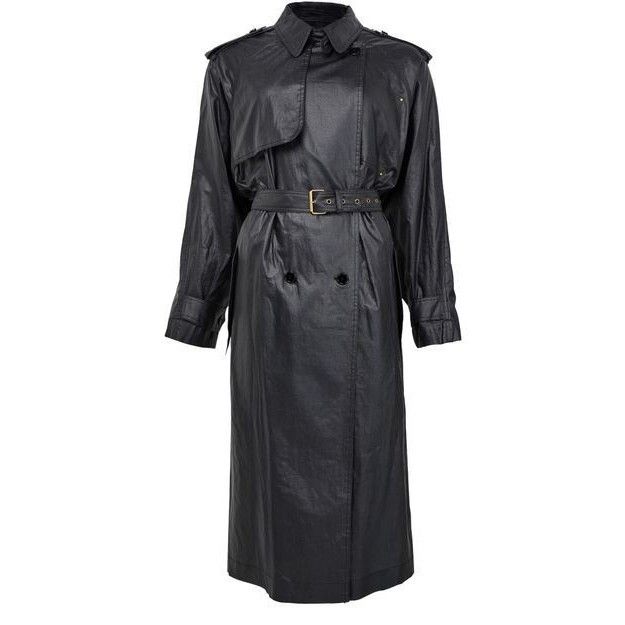 ISABEL MARANT Freanne Black Linen Trench Long Coat New & Aut