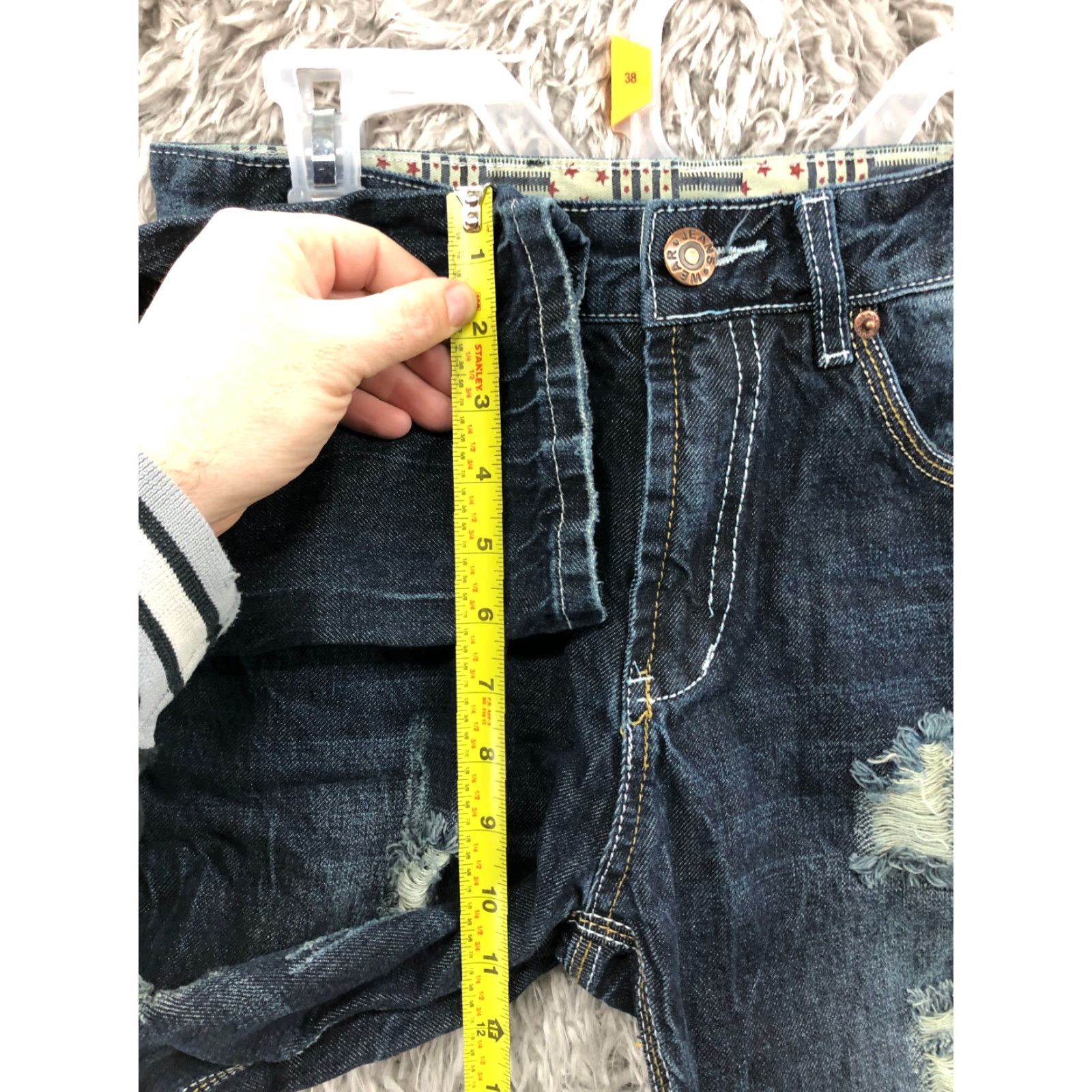 Denime Wear Jeans Mens Slim Straight Leg Dark Wash Blue Denim 29 in Rise Mid 5-Pocket Belt Loops Cotton Blend Jeans Wear Brand XS? Size US 29 - 4 Thumbnail