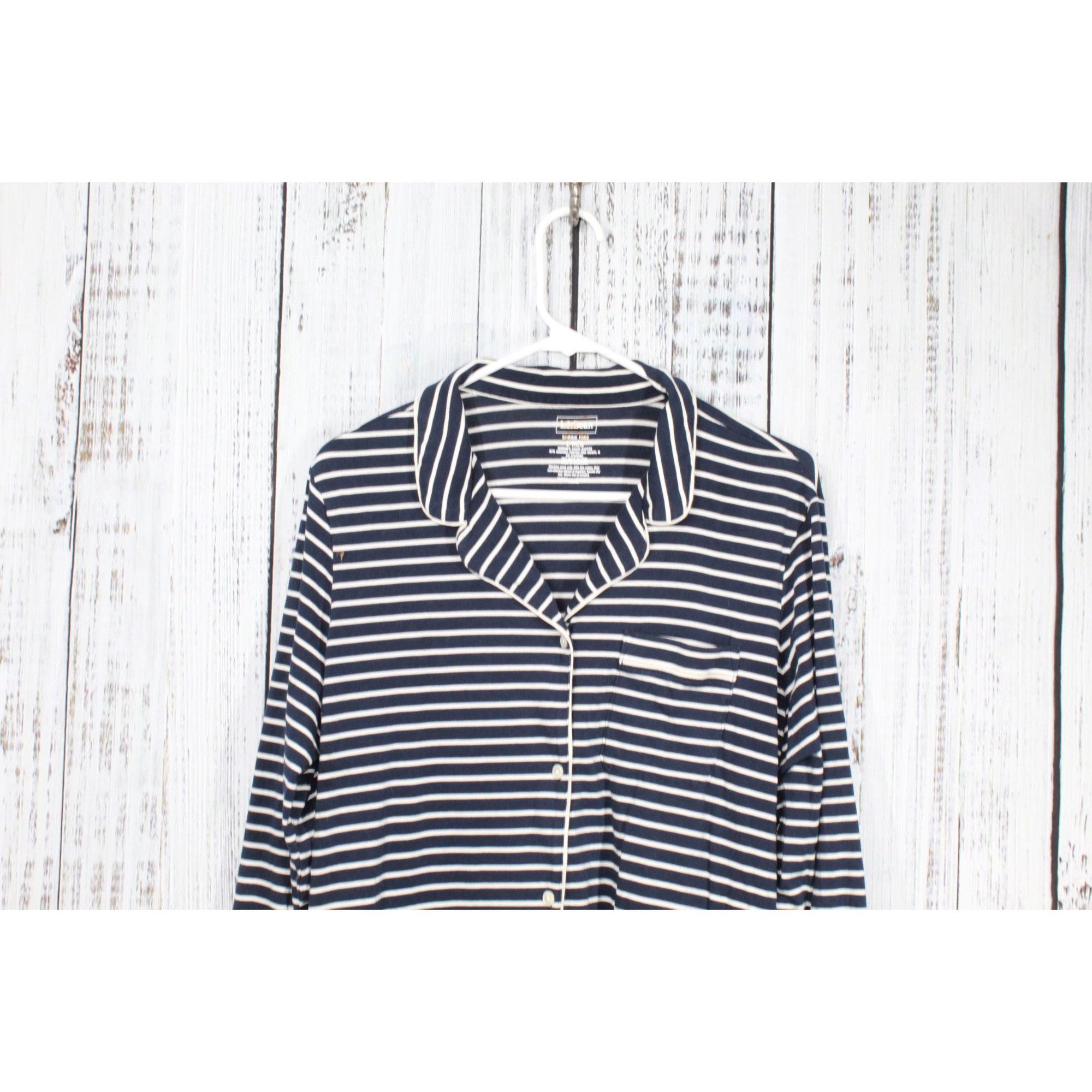 L.L. Bean LL Bean Super Soft Shrink Free Button Nightgown Stripe Size L / US 10 / IT 46 - 2 Thumbnail