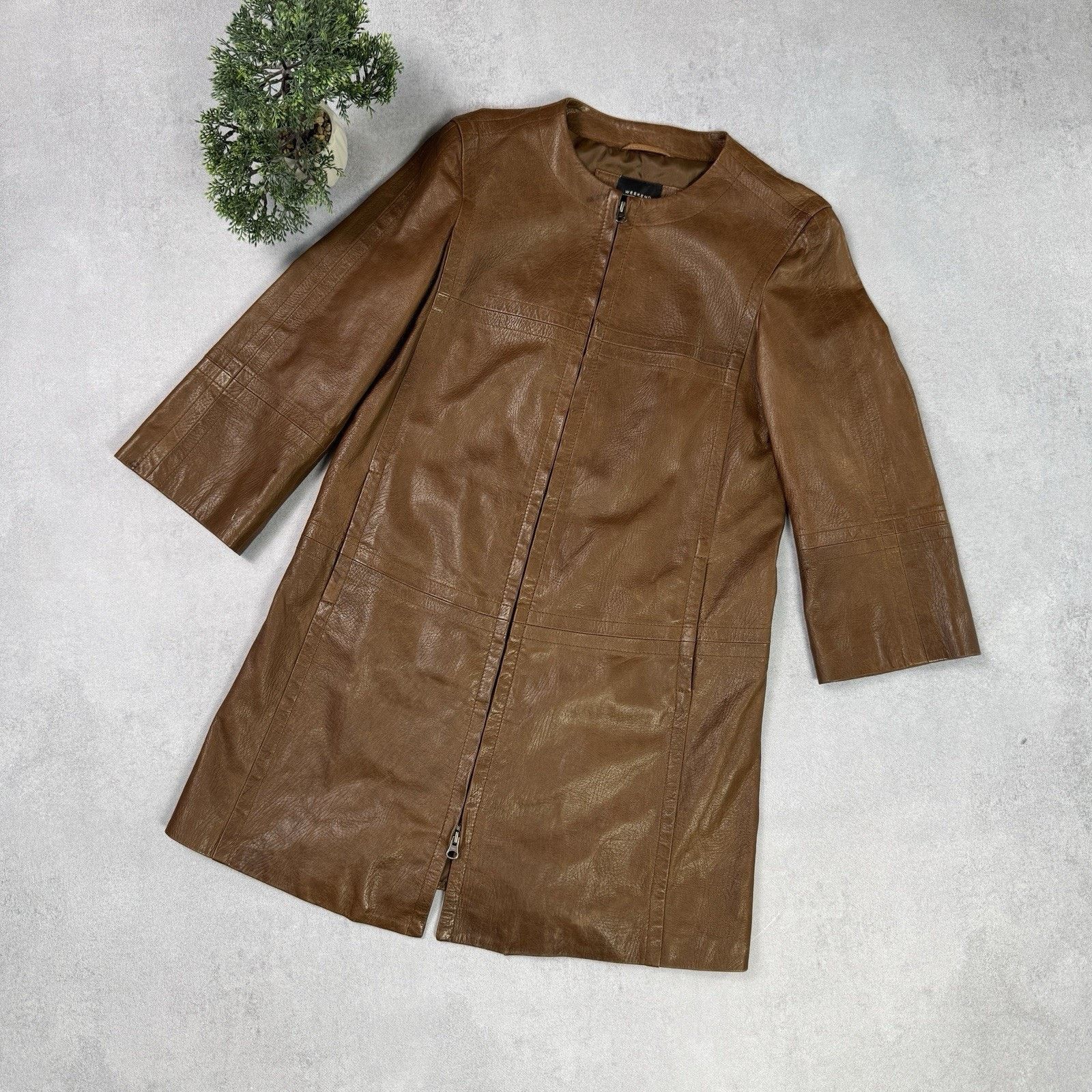 Weekend Max Mara Weekend Max Mara Women Leather Jacket Coat Size 12 Brown Size M / US 6-8 / IT 42-44 - 1 Thumbnail