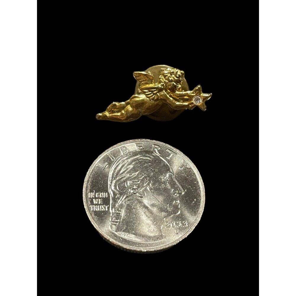 Vintage Vintage Gold Tone Winged Angel Cherub Tie Tack Pin Size ONE SIZE - 4 Thumbnail