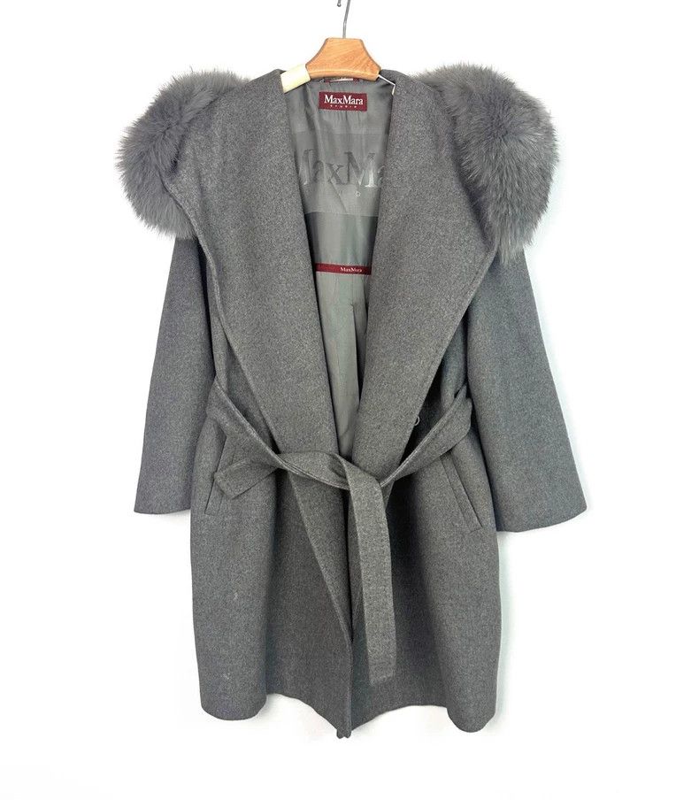 Max Mara Max Mara Grey wool hooded coat Size M / US 6-8 / IT 42-44 - 1 Thumbnail