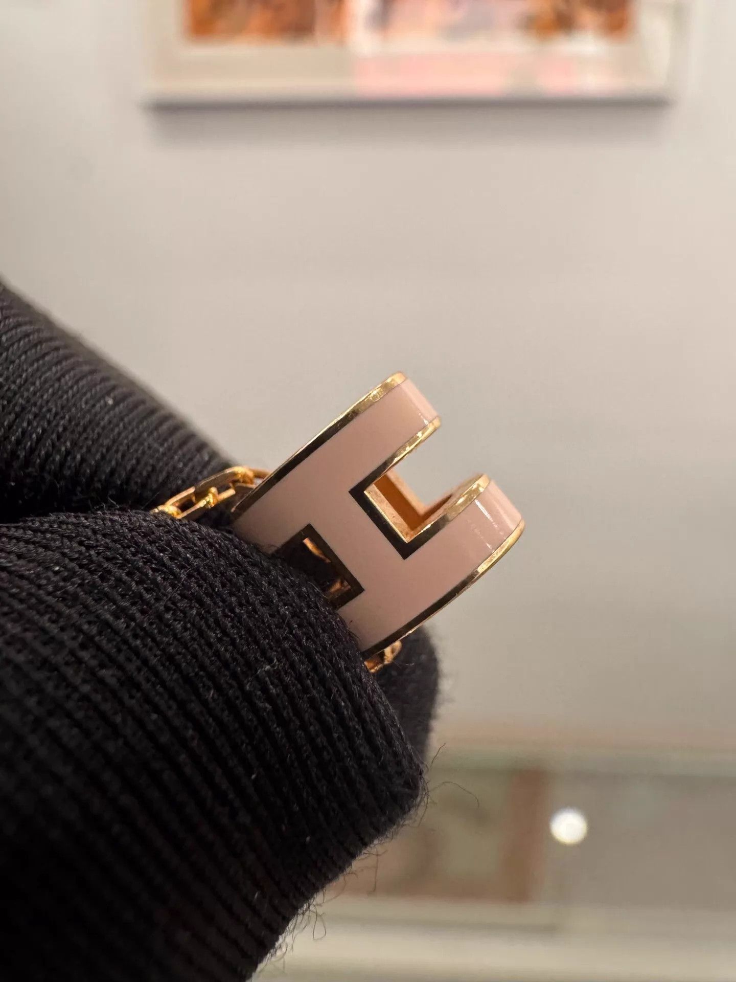 Hermes Hermes Pop H Mini Pink Enamel H Rose Gold Necklace Size ONE SIZE - 4 Thumbnail