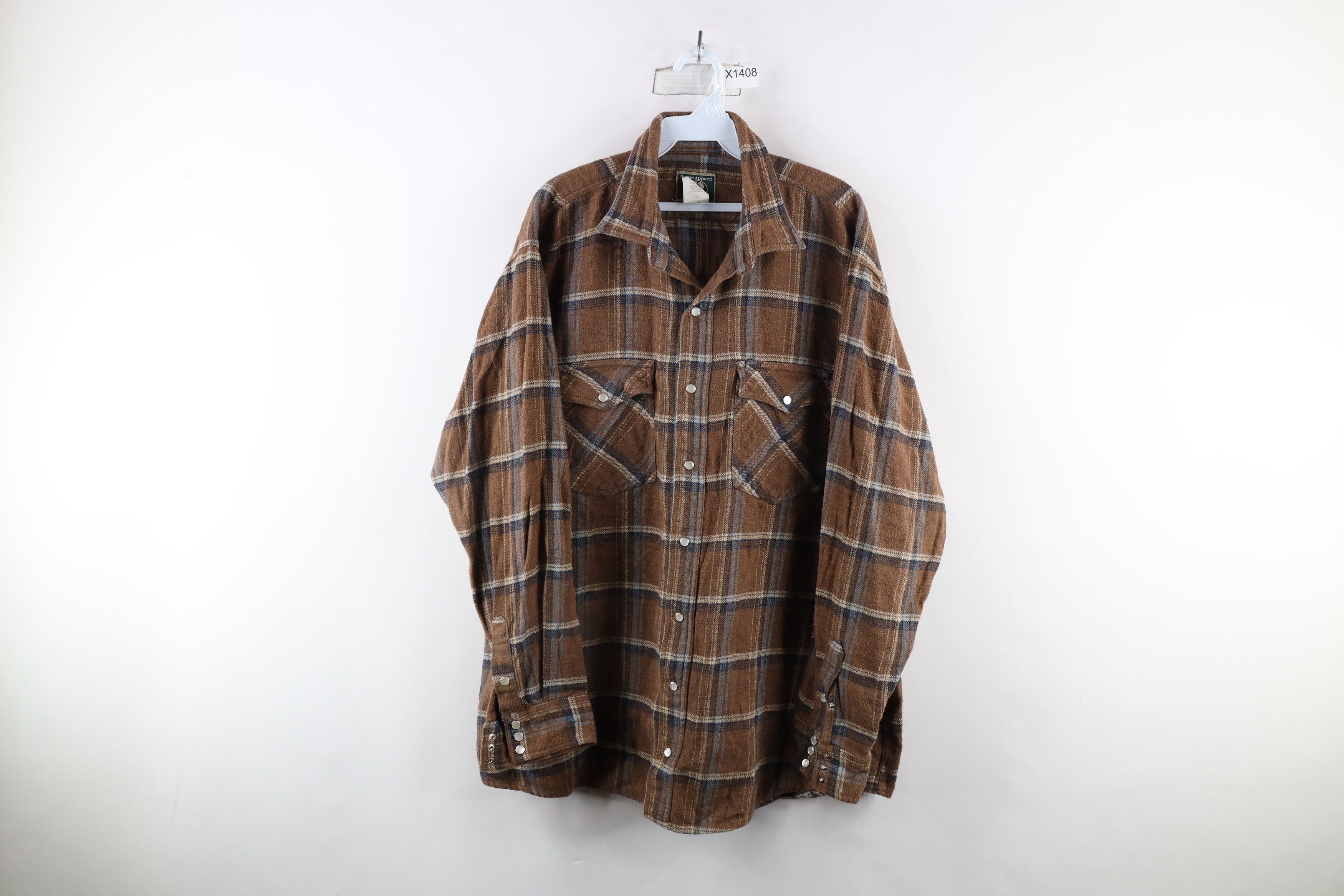 Vintage Vintage 90s Streetwear Heavyweight Snap Button Shirt Plaid Size US XL / EU 56 / 4 - 1 Thumbnail