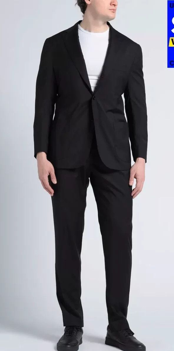 Kiton black lightweight wool suit set for spring Size US L / EU 52-54 / 3 - 1 Thumbnail