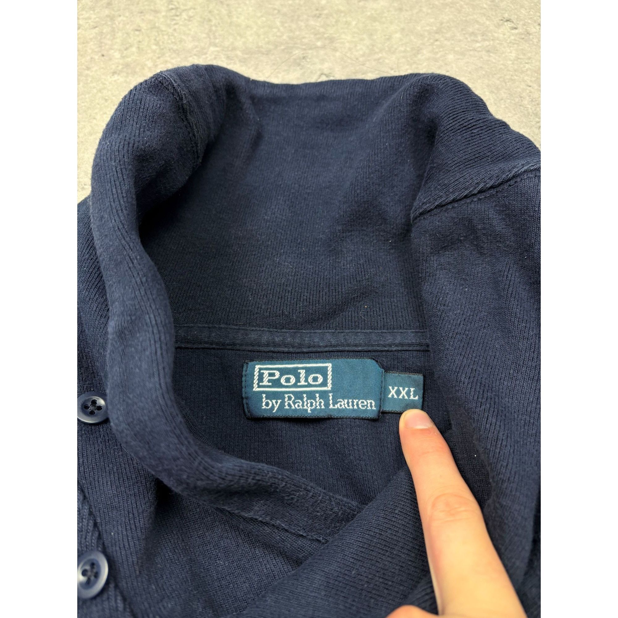 Polo Ralph Lauren Vintage Polo Ralph Lauren Shawl-Collar Sweatshirt in Navy Bl Size US XXL / EU 58 / 5 - 6 Thumbnail