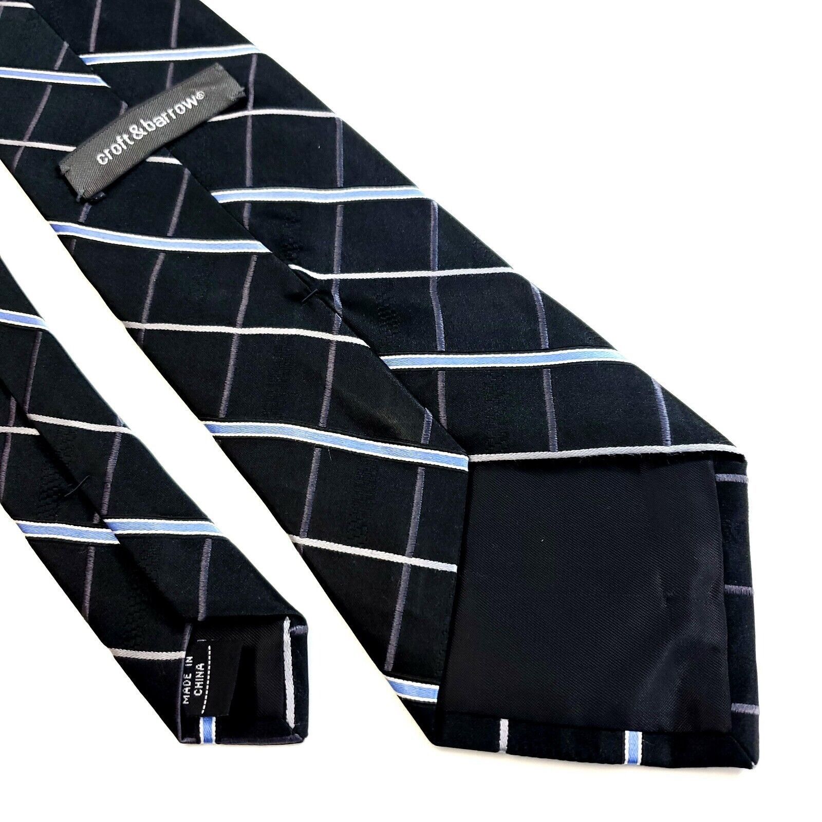 Croft & Barrow Croft & Barrow Black Blue Plaid Woven Wide Silk Tie Size ONE SIZE - 5 Thumbnail