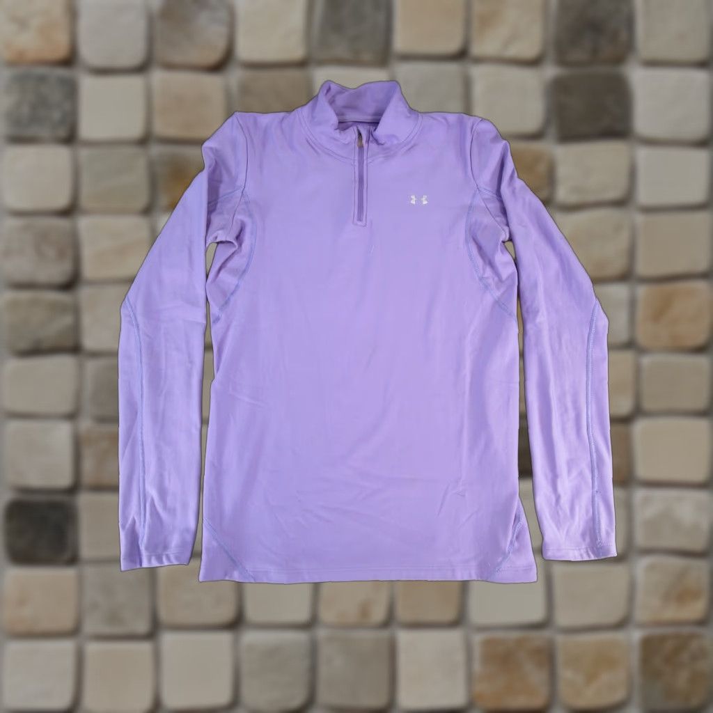 Under Armour VINTAGE Under Armour Women's Sweatshirt Pullover Long Sleeve Zip Mock Neck Activewear Size L Purple 90s Size L / US 10 / IT 46 - 1 Thumbnail