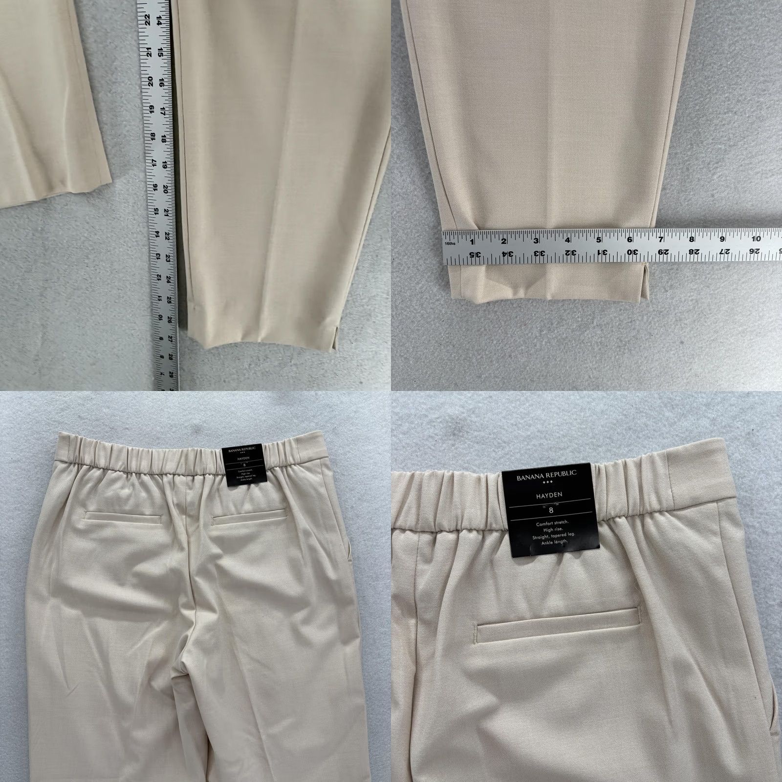 Banana Republic Banana Republic Hayden Dress Pants Womens 8 Beige Tapered Pull On Stretch Career Pants Size 30" / US 8 / IT 44 - 8 Thumbnail
