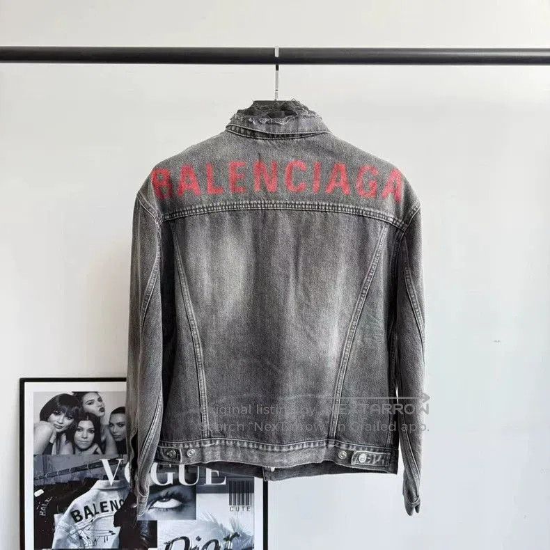 Balenciaga Balenciaga Distressed Gray Denim Jacket. Size US XXS / EU 40 - 1 Thumbnail