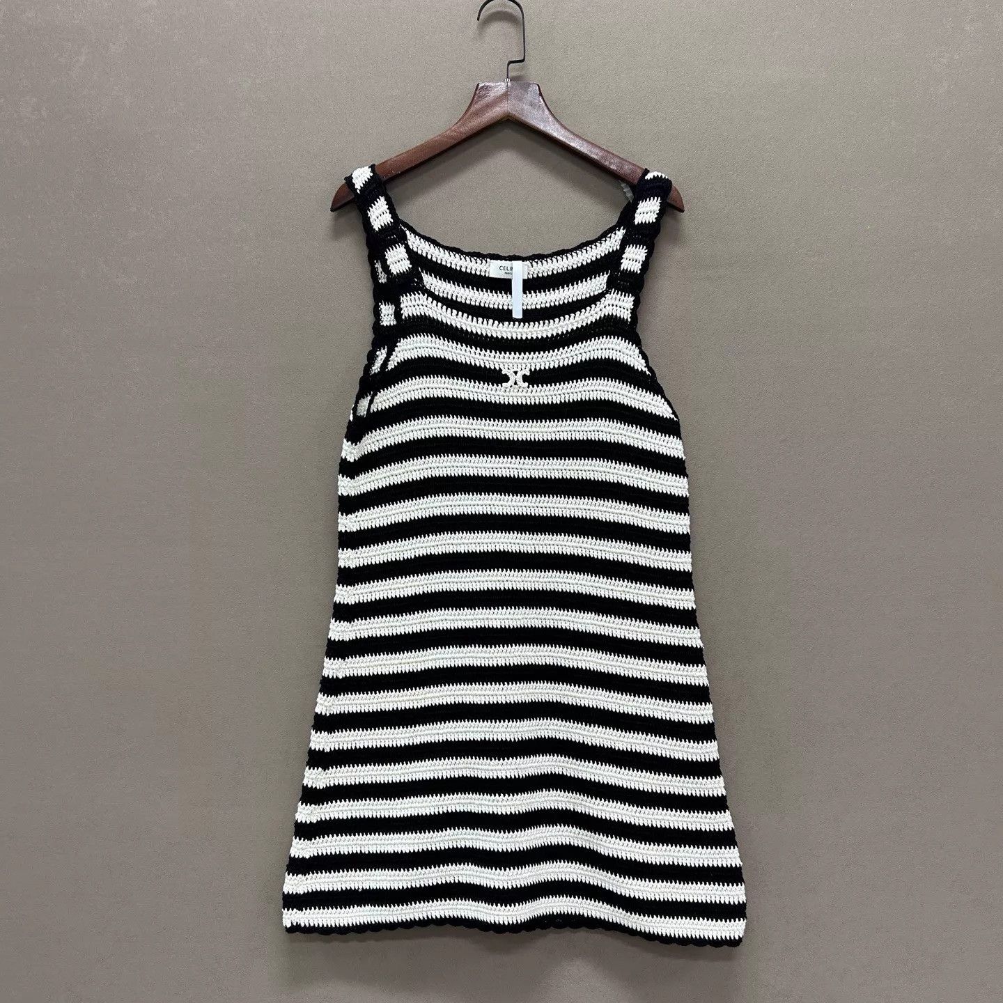 Celine Celine Triomphe Logo Striped Sleeveless Dress 99 New S Size S / US 4 / IT 40 - 1 Thumbnail