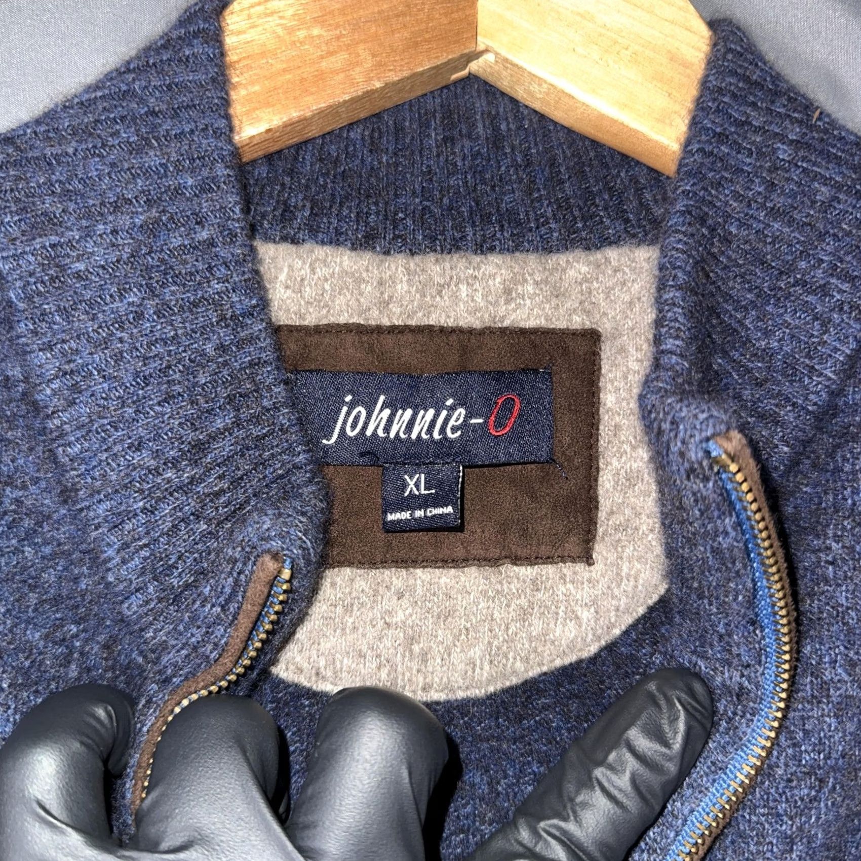 johnnie-O johnnie-O Sweater Mens XL Blue Wool Yak Cotton 1/4 Zip Mock Neck Knit Pullover Size US XL / EU 56 / 4 - 3 Thumbnail